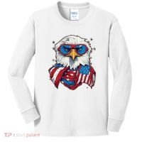 Bald Eagle With American Flag IA Kids Long Sleeve Shirt thumb 0