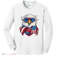 Bald Eagle With American Flag IA Kids Long Sleeve Shirt thumb 0