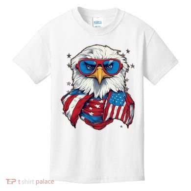 Bald Eagle With American Flag IA Kids T-Shirt