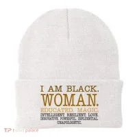 Black Educated Woman Quote Beanie thumb 0