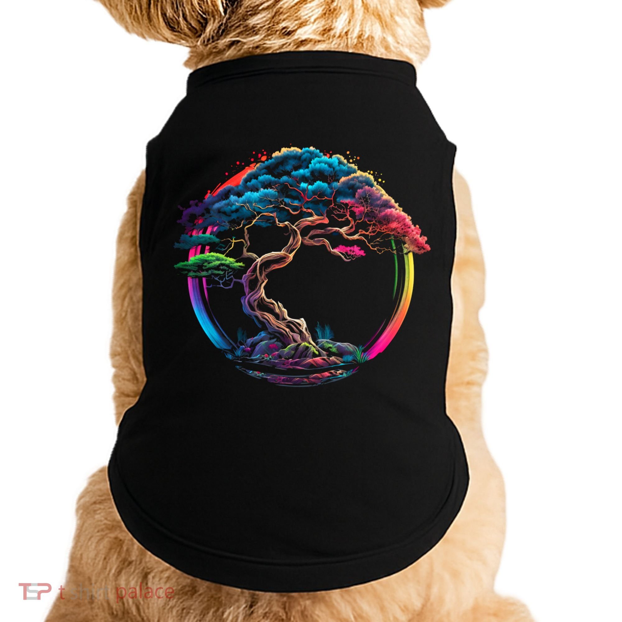Bonsai Enso Zen Circle Tree Japan Spirituality Rainbow Gift Doggie Tank