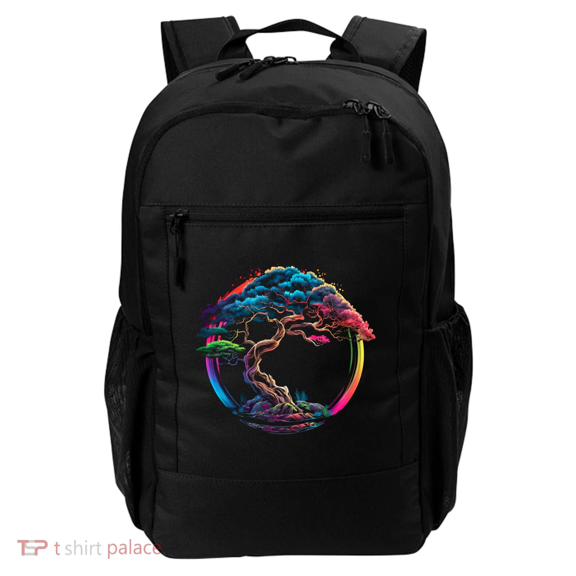 Bonsai Enso Zen Circle Tree Japan Spirituality Rainbow Gift Backpack