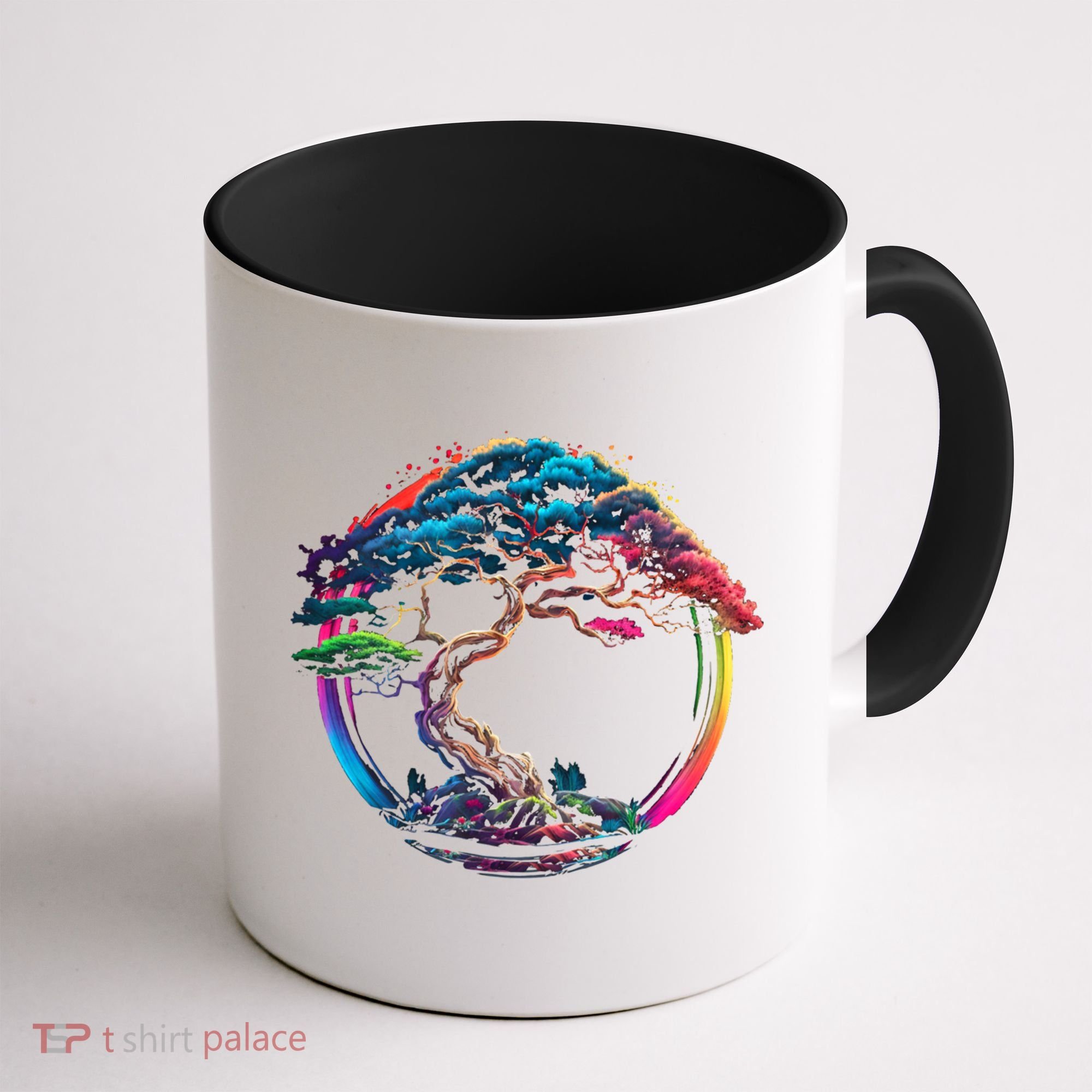 Bonsai Enso Zen Circle Tree Japan Spirituality Rainbow Gift Coffee Mug