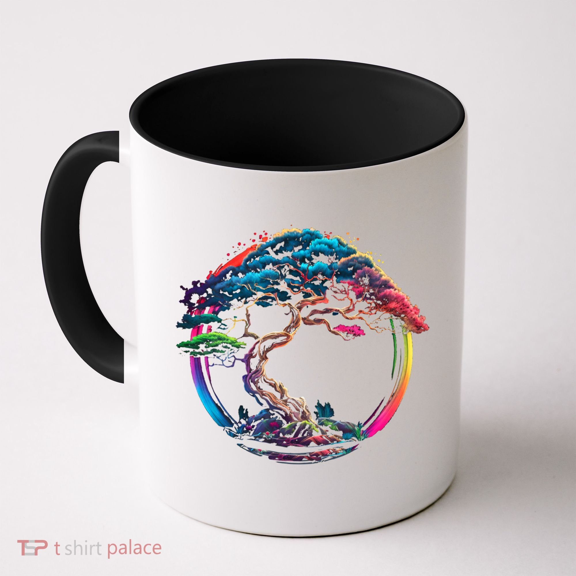 Bonsai Enso Zen Circle Tree Japan Spirituality Rainbow Gift Coffee Mug