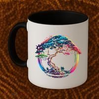 Bonsai Enso Zen Circle Tree Japan Spirituality Rainbow Gift Coffee Mug thumb 2
