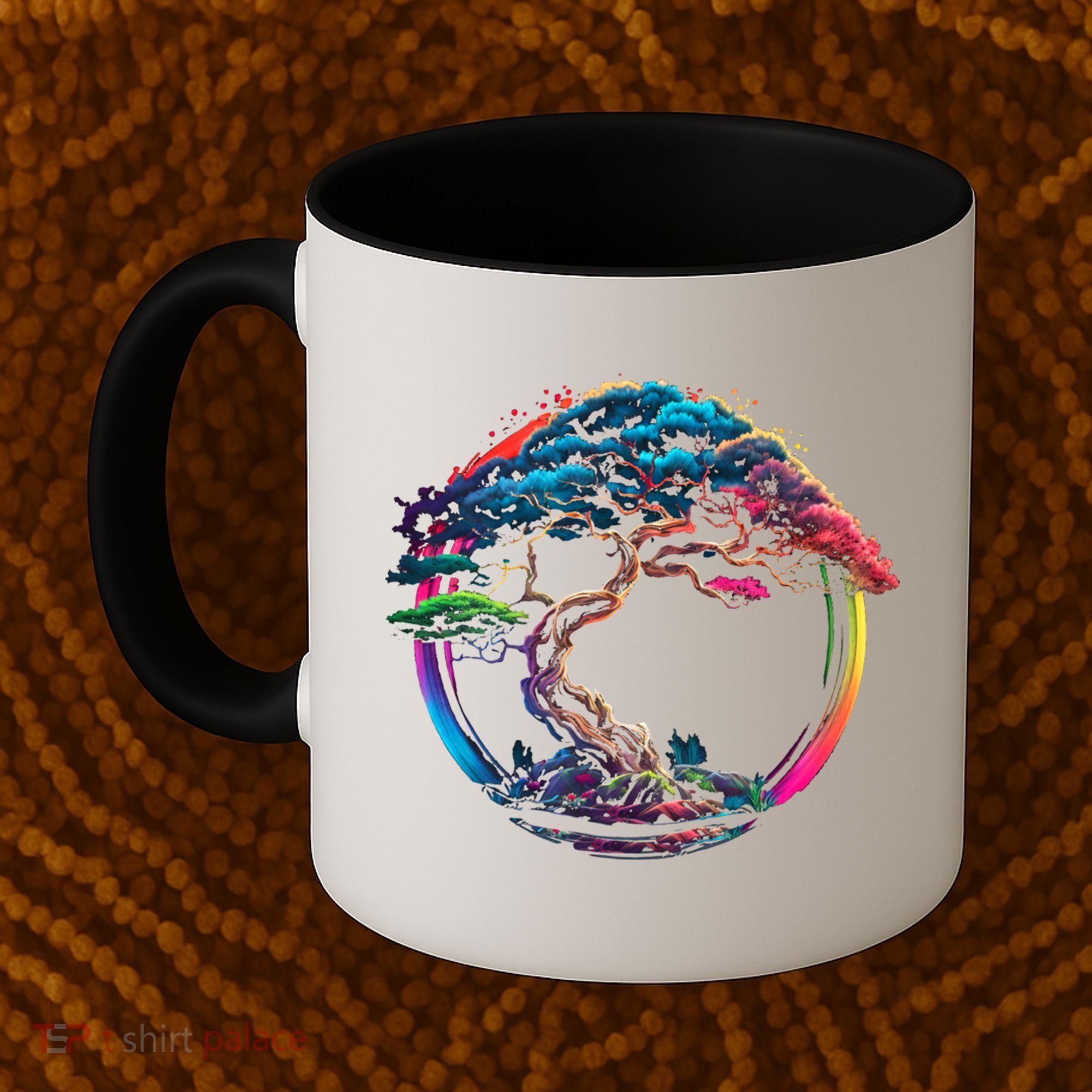 Bonsai Enso Zen Circle Tree Japan Spirituality Rainbow Gift Coffee Mug