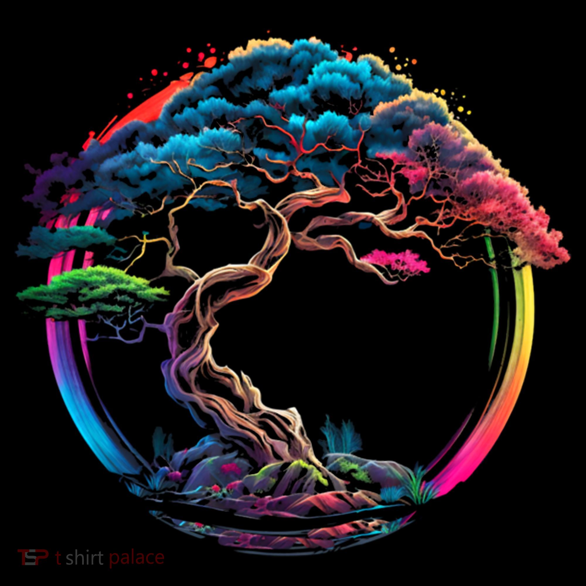 Bonsai Enso Zen Circle Tree Japan Spirituality Rainbow Gift Coffee Mug