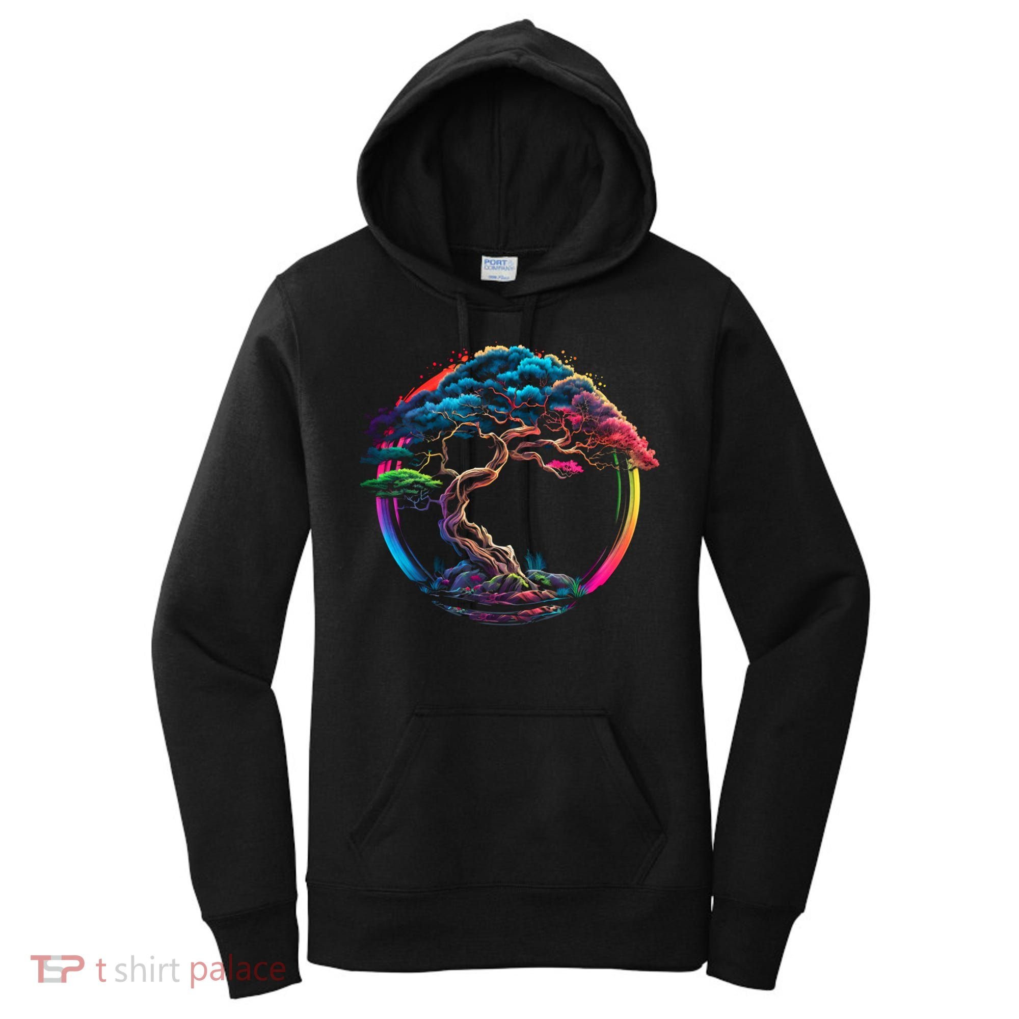Bonsai Enso Zen Circle Tree Japan Spirituality Rainbow Gift Women's Hoodie