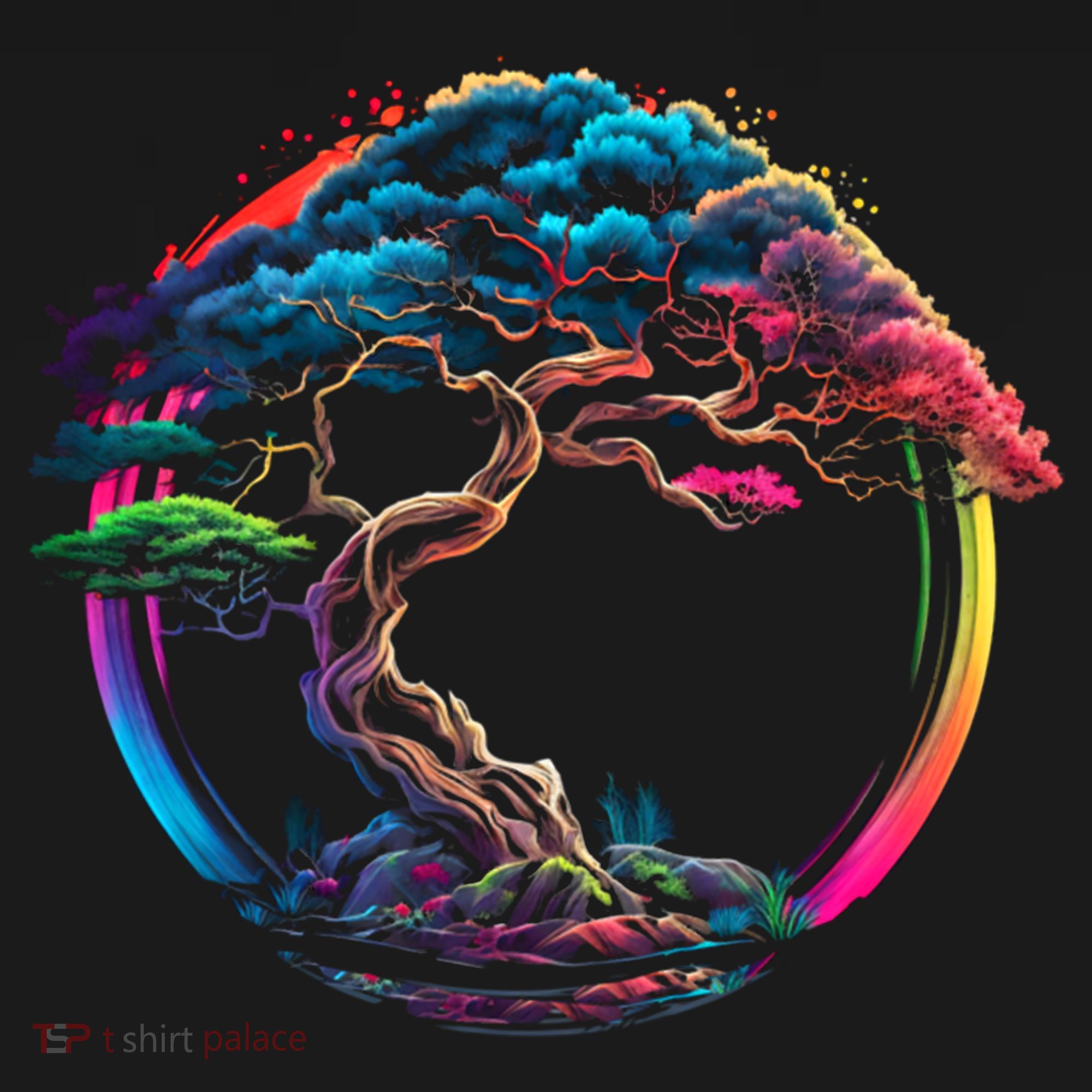 Bonsai Enso Zen Circle Tree Japan Spirituality Rainbow Gift Women's Hoodie