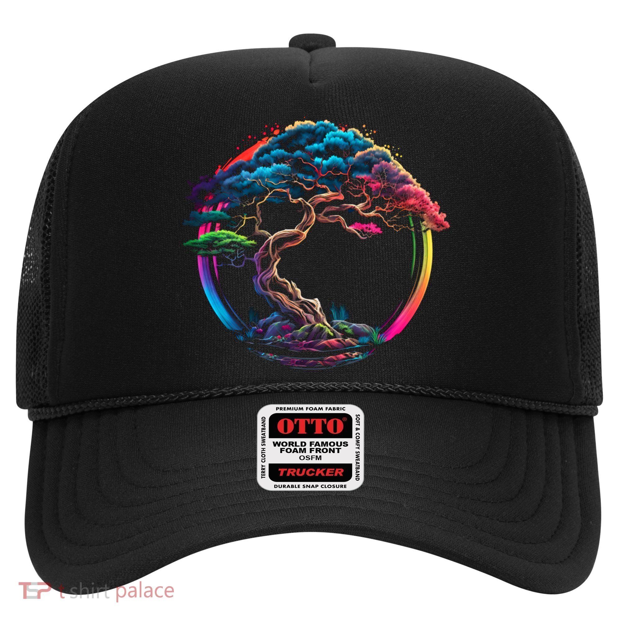 Bonsai Enso Zen Circle Tree Japan Spirituality Rainbow Gift Hat