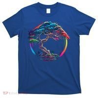Bonsai Enso Zen Circle Tree Japan Spirituality Rainbow Gift T-Shirt thumb 0