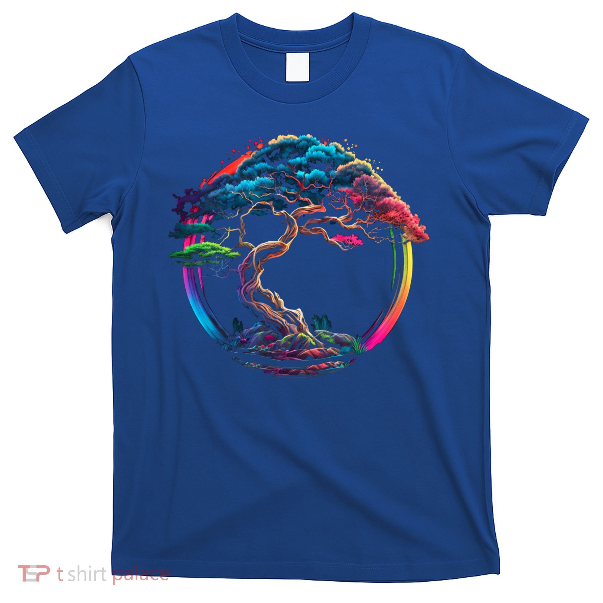 Bonsai Enso Zen Circle Tree Japan Spirituality Rainbow Gift T-Shirt