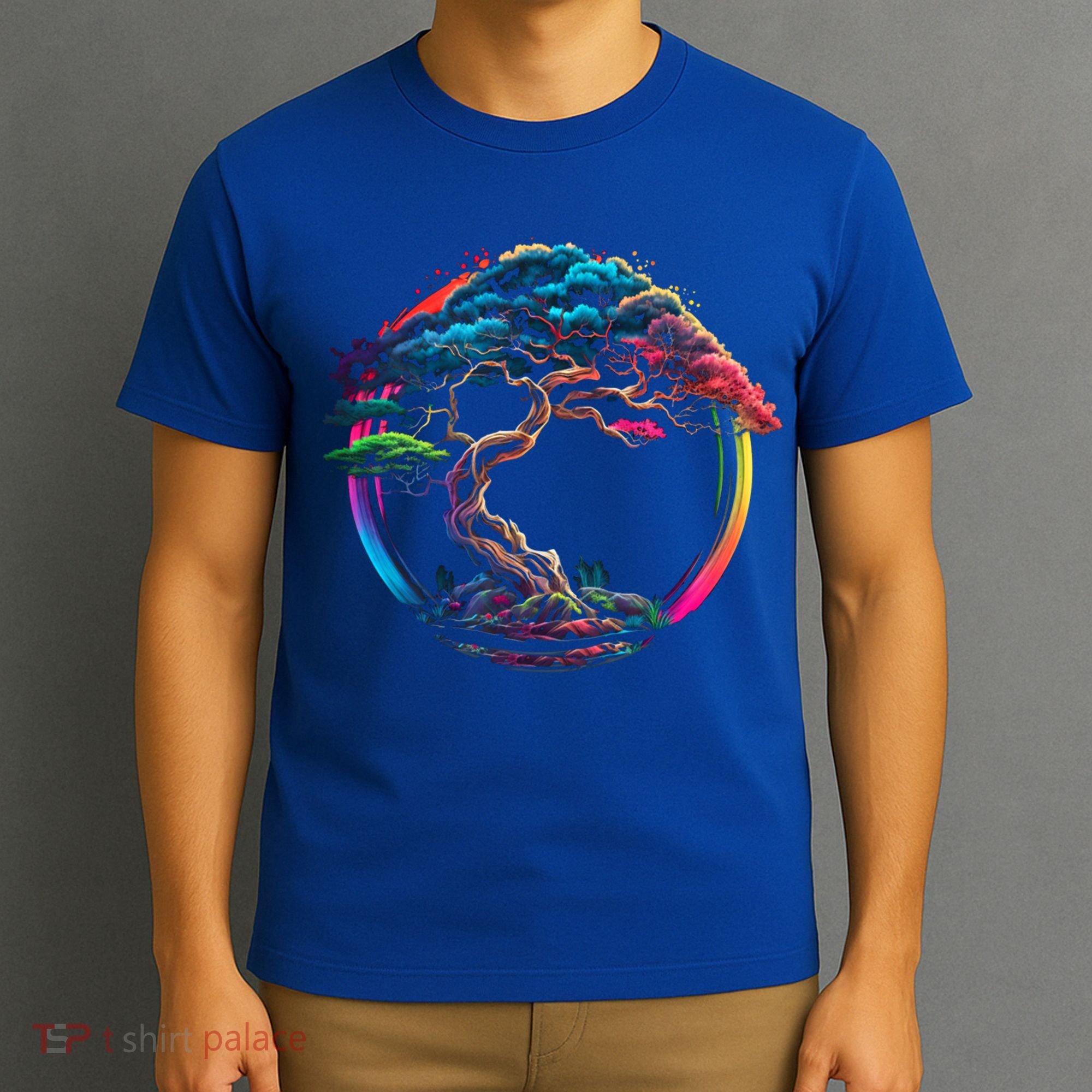 Bonsai Enso Zen Circle Tree Japan Spirituality Rainbow Gift T-Shirt