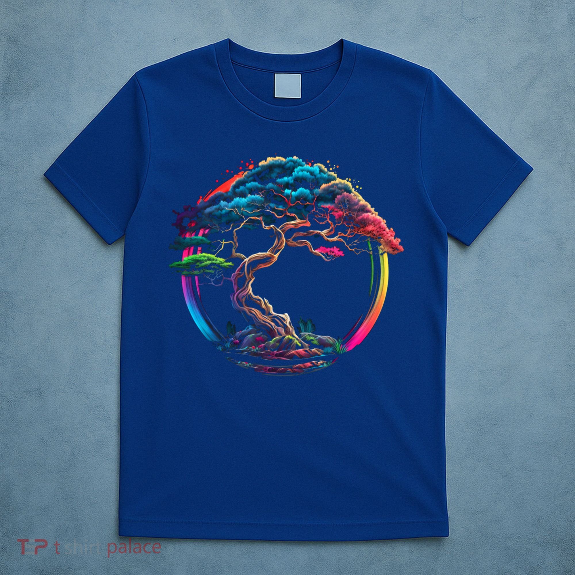 Bonsai Enso Zen Circle Tree Japan Spirituality Rainbow Gift T-Shirt