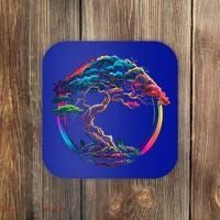 Bonsai Enso Zen Circle Tree Japan Spirituality Rainbow Gift Coaster thumb 0