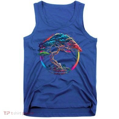 Bonsai Enso Zen Circle Tree Japan Spirituality Rainbow Gift Tank Top