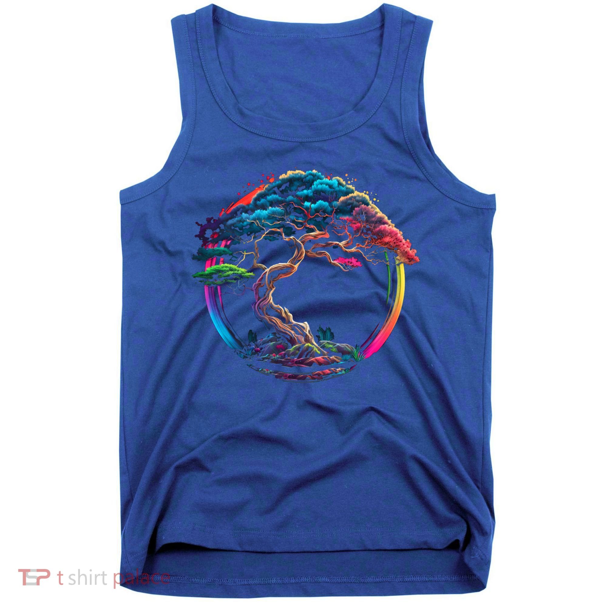 Bonsai Enso Zen Circle Tree Japan Spirituality Rainbow Gift Tank Top