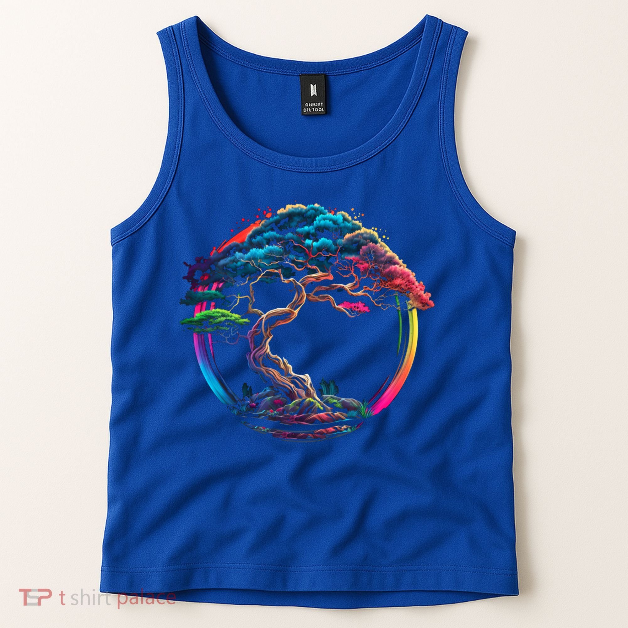 Bonsai Enso Zen Circle Tree Japan Spirituality Rainbow Gift Tank Top