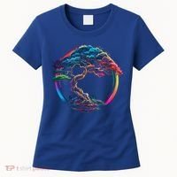 Bonsai Enso Zen Circle Tree Japan Spirituality Rainbow Gift Women's T-Shirt thumb 0