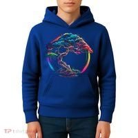Bonsai Enso Zen Circle Tree Japan Spirituality Rainbow Gift Kids Hoodie thumb 4