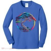 Bonsai Enso Zen Circle Tree Japan Spirituality Rainbow Gift Kids Long Sleeve Shirt thumb 0