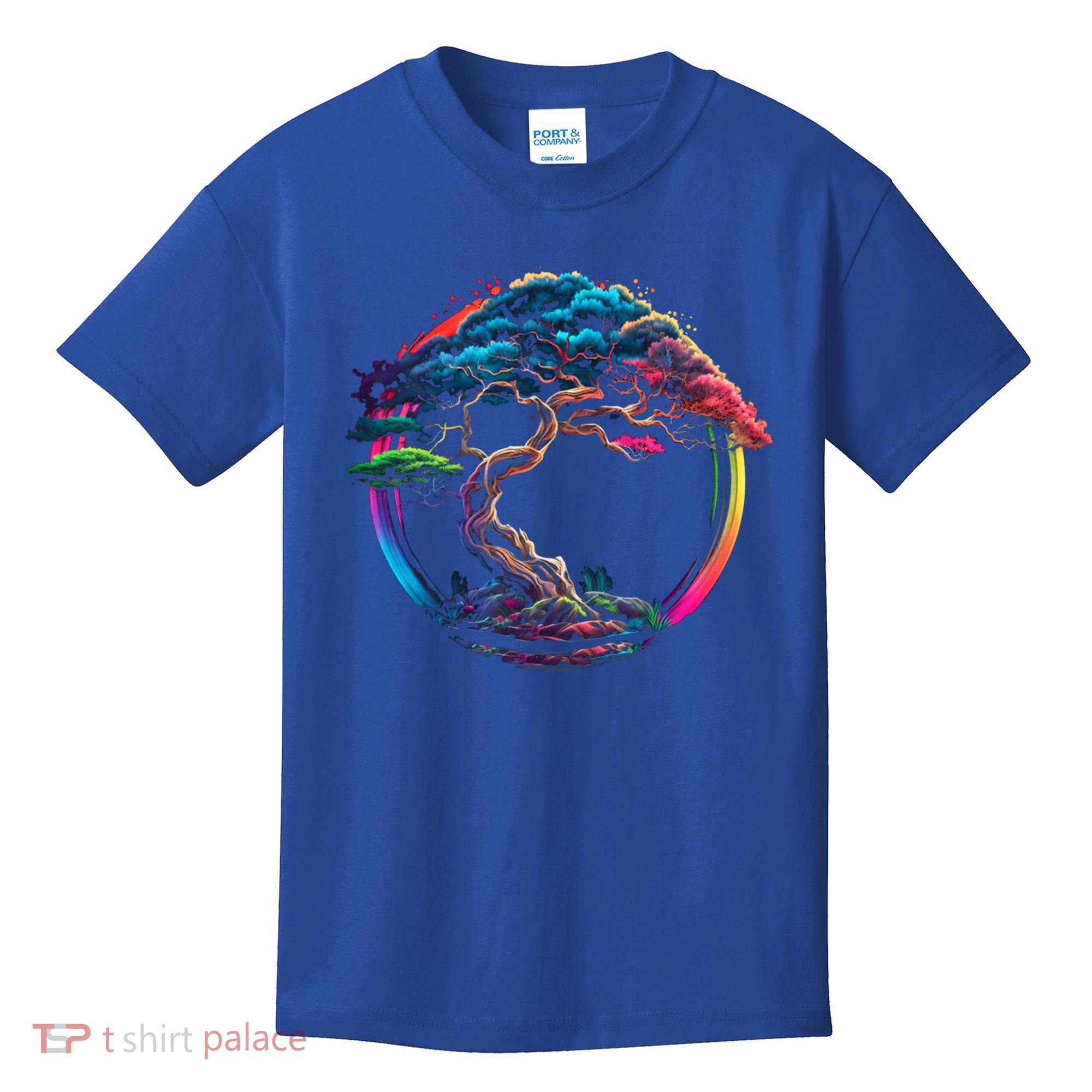 Bonsai Enso Zen Circle Tree Japan Spirituality Rainbow Gift Kids T-Shirt