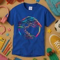 Bonsai Enso Zen Circle Tree Japan Spirituality Rainbow Gift Kids T-Shirt thumb 3