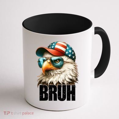 Bruh Fourth 4th Of July Eagle American Patriotic Coffee Mug back