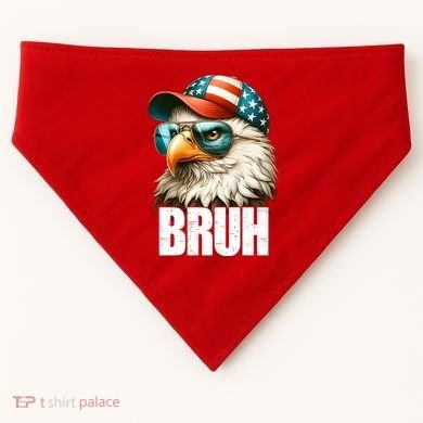 Bruh Fourth 4th Of July Eagle American Patriotic USA-Made Doggie Bandana