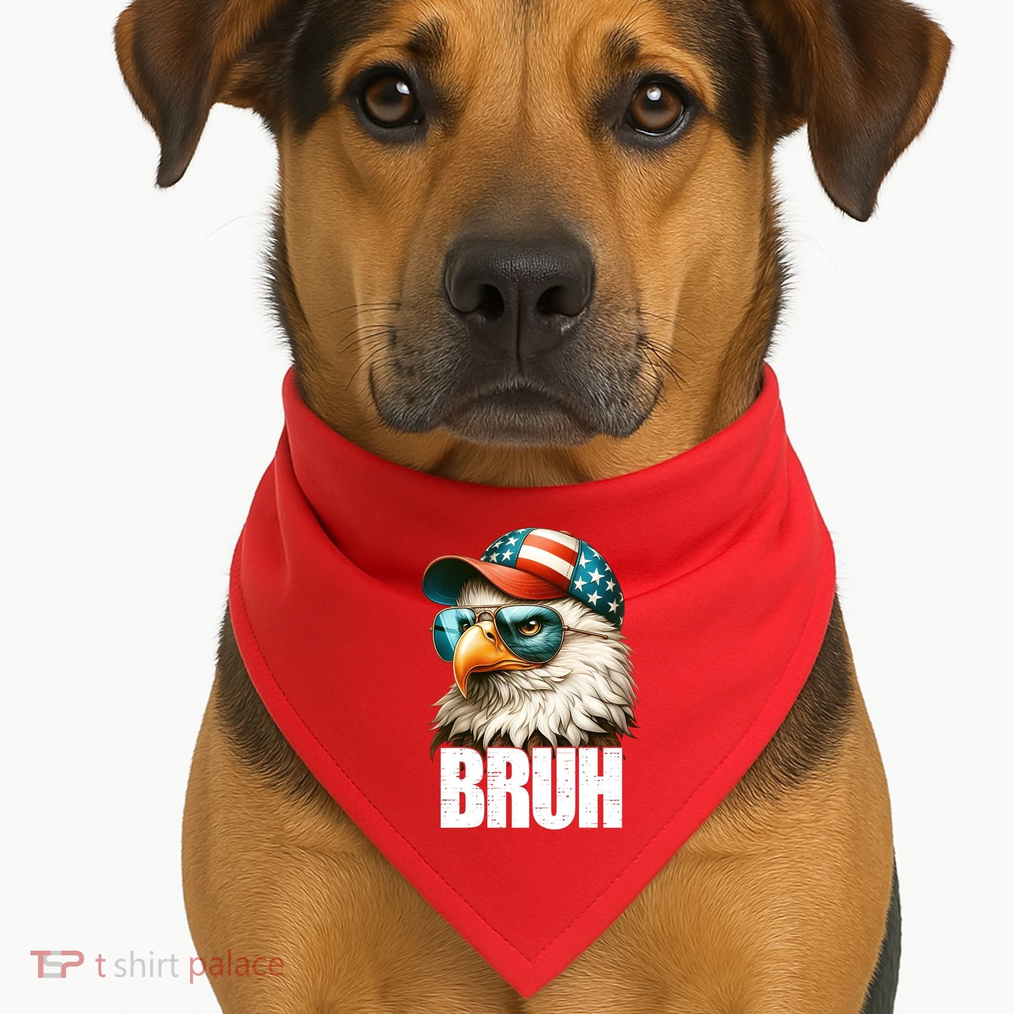 Bruh Fourth 4th Of July Eagle American Patriotic USA-Made Doggie Bandana