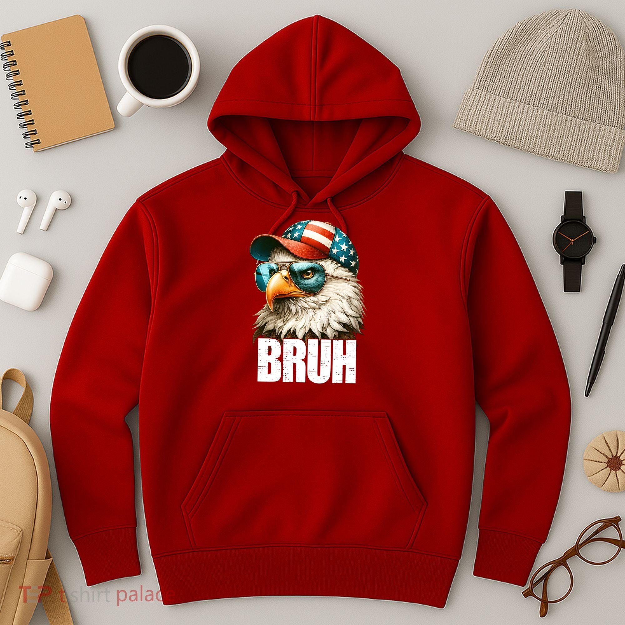 Bruh Fourth 4th Of July Eagle American Patriotic Hoodie