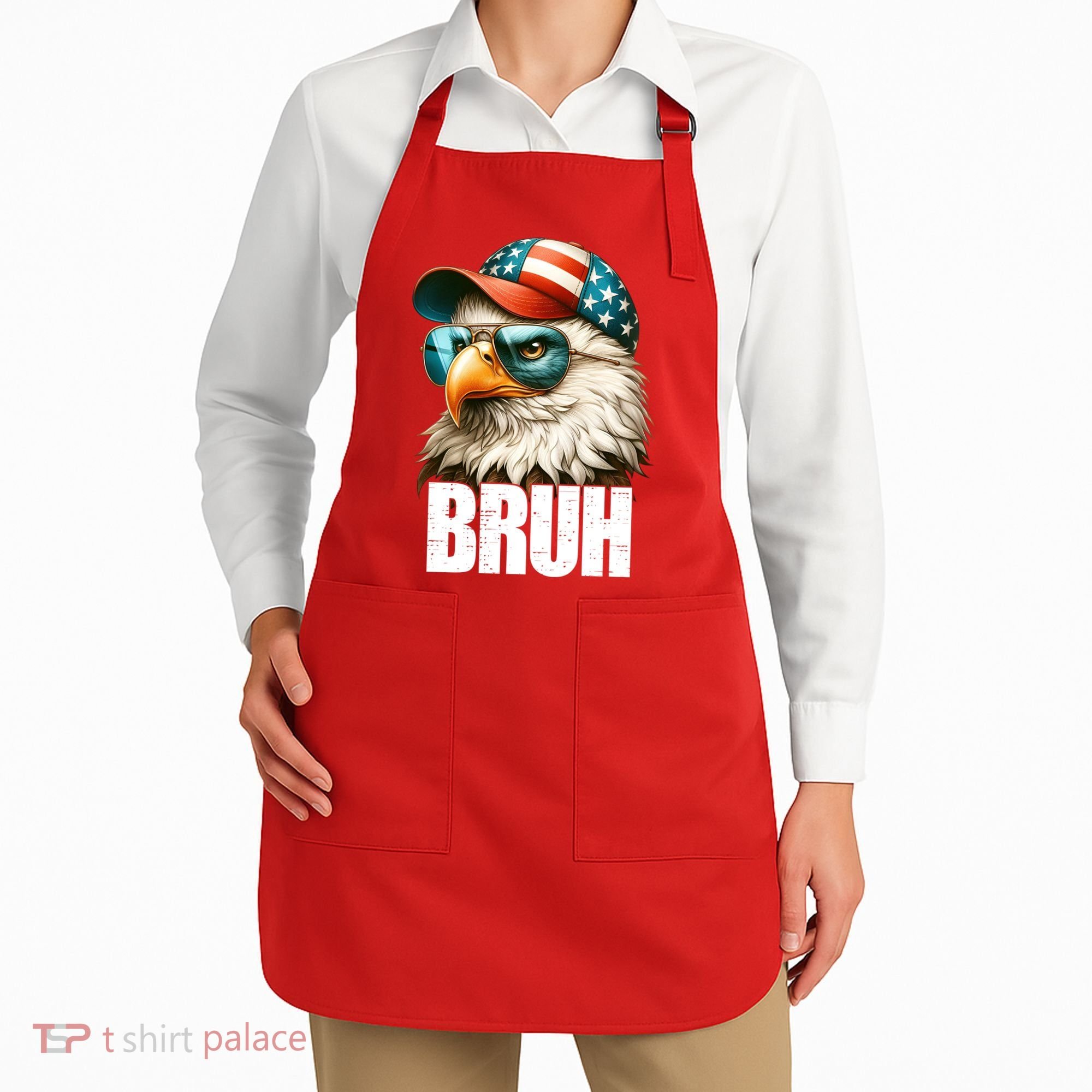 Bruh Fourth 4th Of July Eagle American Patriotic Apron