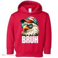 Bruh Fourth 4th Of July Eagle American Patriotic Toddler Hoodie thumb 0