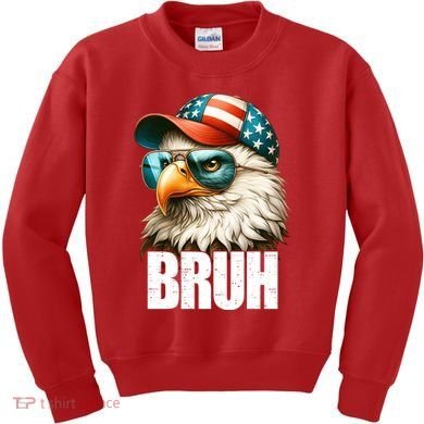 Bruh Fourth 4th Of July Eagle American Patriotic Kids Sweatshirt