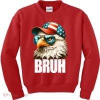 Bruh Fourth 4th Of July Eagle American Patriotic Kids Sweatshirt thumb 0