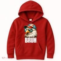 Bruh Fourth 4th Of July Eagle American Patriotic Kids Hoodie thumb 0