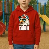 Bruh Fourth 4th Of July Eagle American Patriotic Kids Hoodie thumb 2