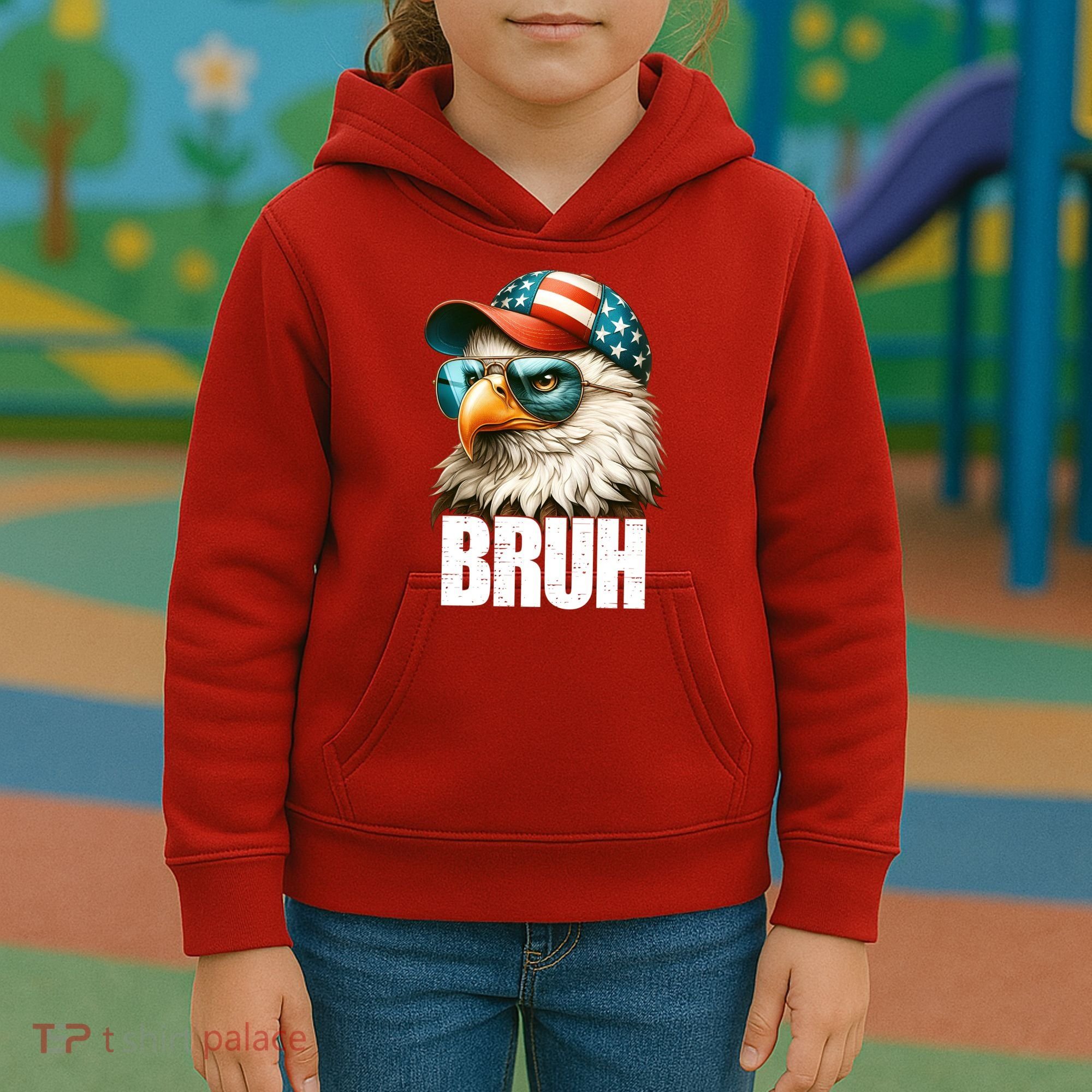 Bruh Fourth 4th Of July Eagle American Patriotic Kids Hoodie