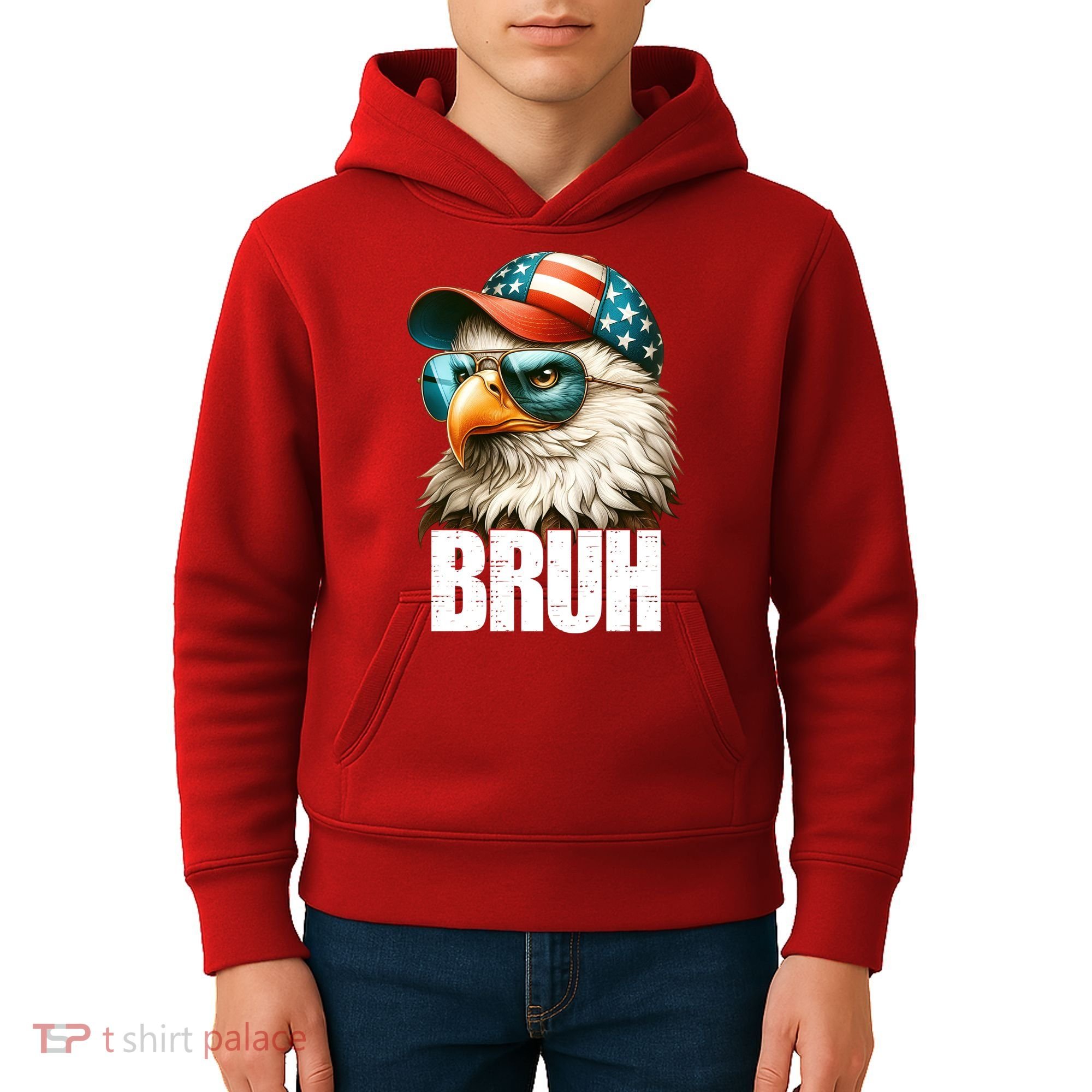 Bruh Fourth 4th Of July Eagle American Patriotic Kids Hoodie
