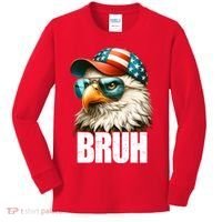 Bruh Fourth 4th Of July Eagle American Patriotic Kids Long Sleeve Shirt thumb 0