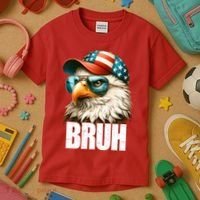 Bruh Fourth 4th Of July Eagle American Patriotic Kids T-Shirt thumb 3