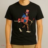 Bigfoot Fireworks 4th of July Sasquatch American Flag T-Shirt thumb 3