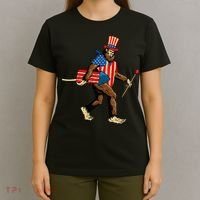 Bigfoot Fireworks 4th of July Sasquatch American Flag T-Shirt thumb 4
