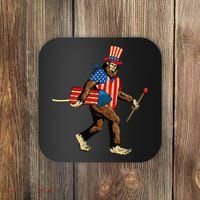 Bigfoot Fireworks 4th of July Sasquatch American Flag Coaster thumb 0