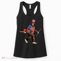 Bigfoot Fireworks 4th of July Sasquatch American Flag Women's Tank Top thumb 0