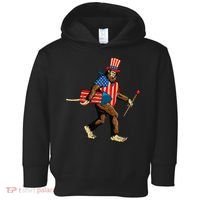 Bigfoot Fireworks 4th of July Sasquatch American Flag Toddler Hoodie thumb 0