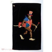 Bigfoot Fireworks 4th of July Sasquatch American Flag Golf Towel thumb 0