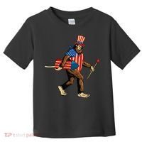 Bigfoot Fireworks 4th of July Sasquatch American Flag Toddler T-Shirt thumb 0