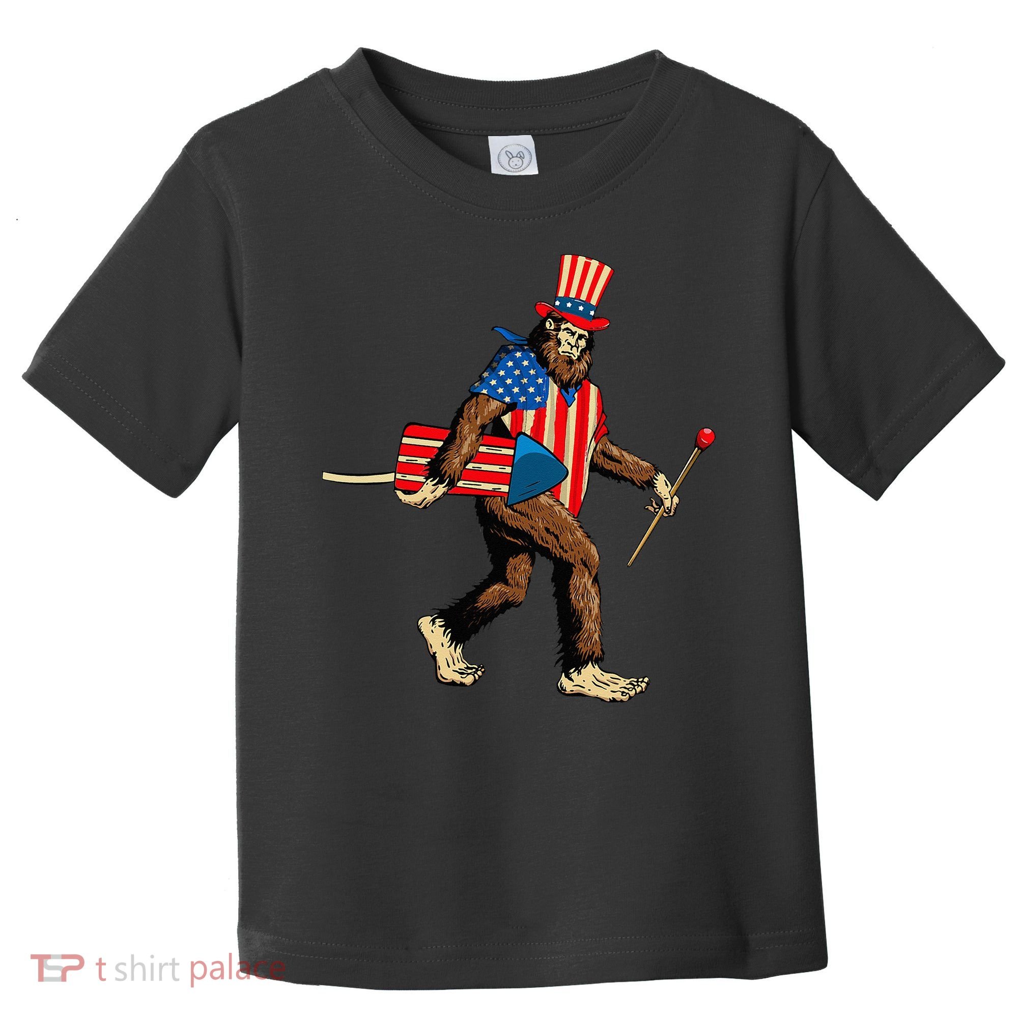 Bigfoot Fireworks 4th of July Sasquatch American Flag Toddler T-Shirt