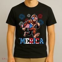 Bigfoot Fireworks 4th Of July Men Sasquatch American Flag T-Shirt thumb 3